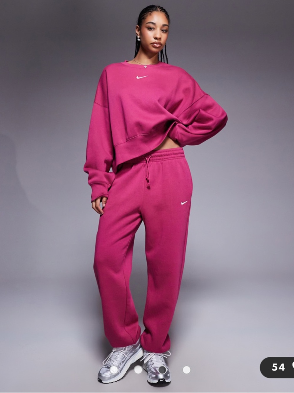 Nike Pink Oversized Fit High Rise Full Length Joggers